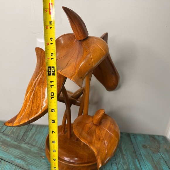 MCM Midcentury Modern Teak Lotus Leaf Wood Carved Art Sculpture - Picture 8 of 10